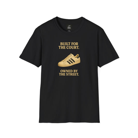 Black Built For The Court Owned By The Street retro sneaker graphic t-shirt