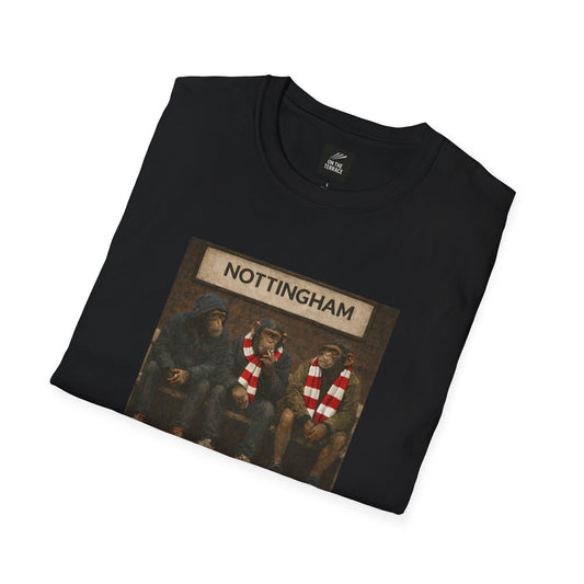 Notts Forest Black t-shirt with 'Nottingham' graphic on a white background