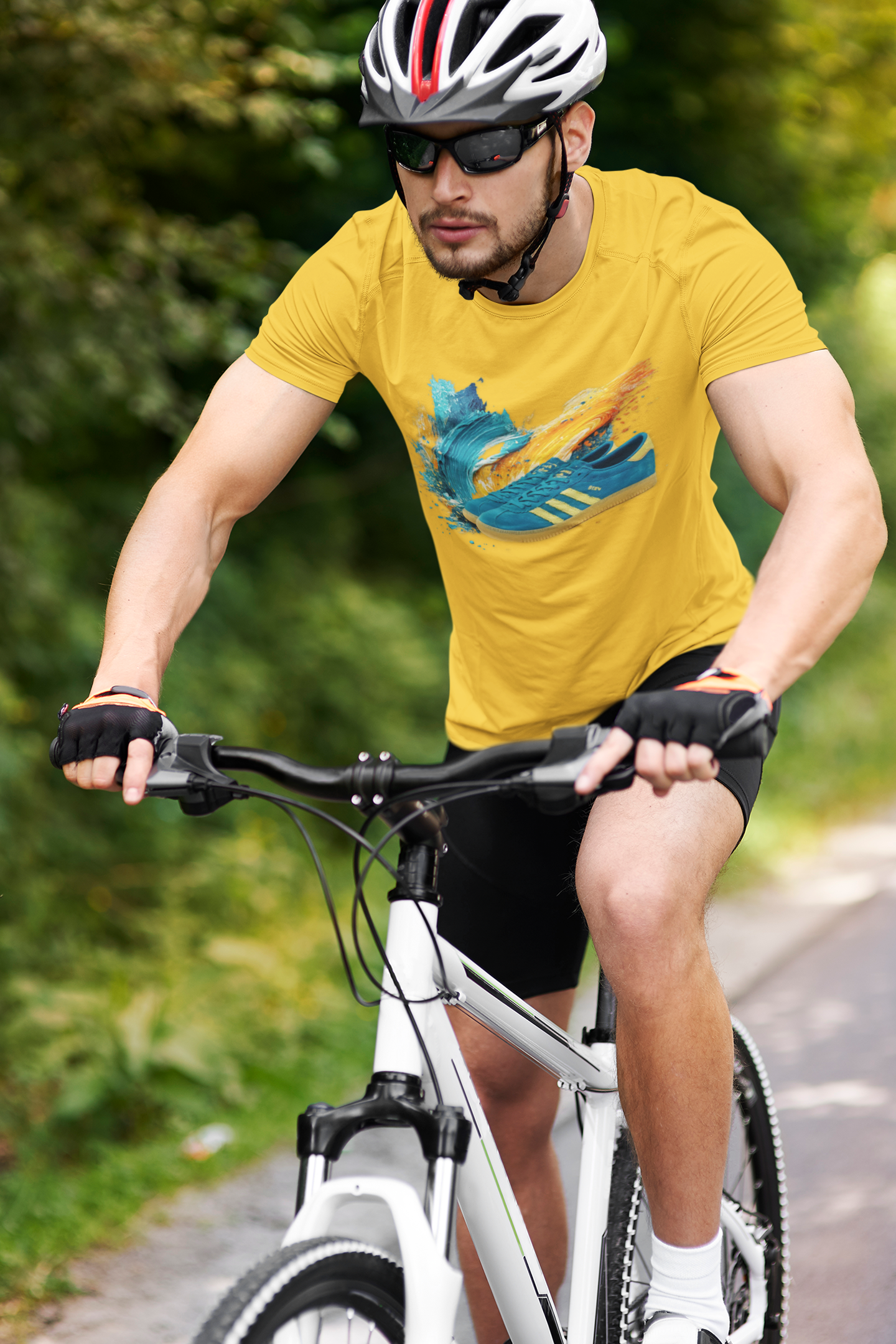 Retro Trainer Artwork Heavy Cotton T-Shirt – Yellow