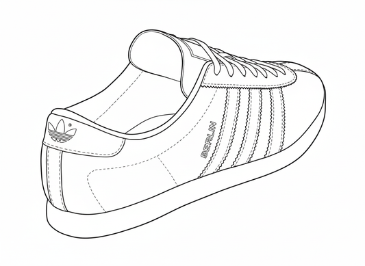 Adidas sneaker line drawing coloring page illustration outline.