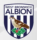 West Bromwich Albion football club badge with bird and holly on blue and white stripes
