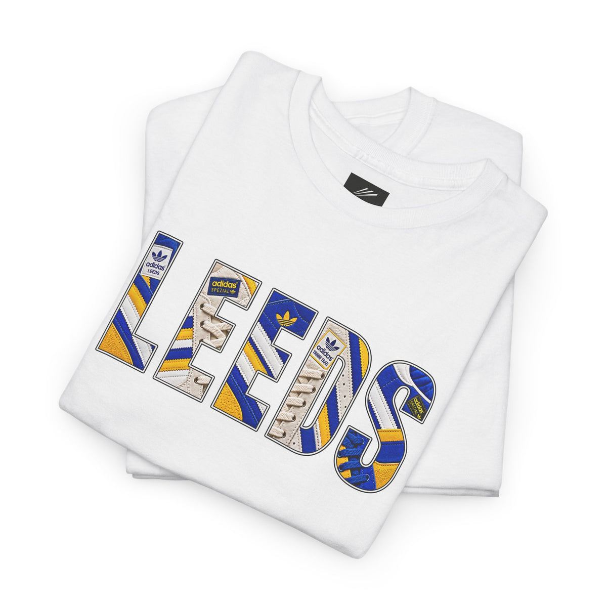 Leeds United LEEDS Trainer Graphic terrace t-shirt in white, chest print detail - On The Terrace casual wear
