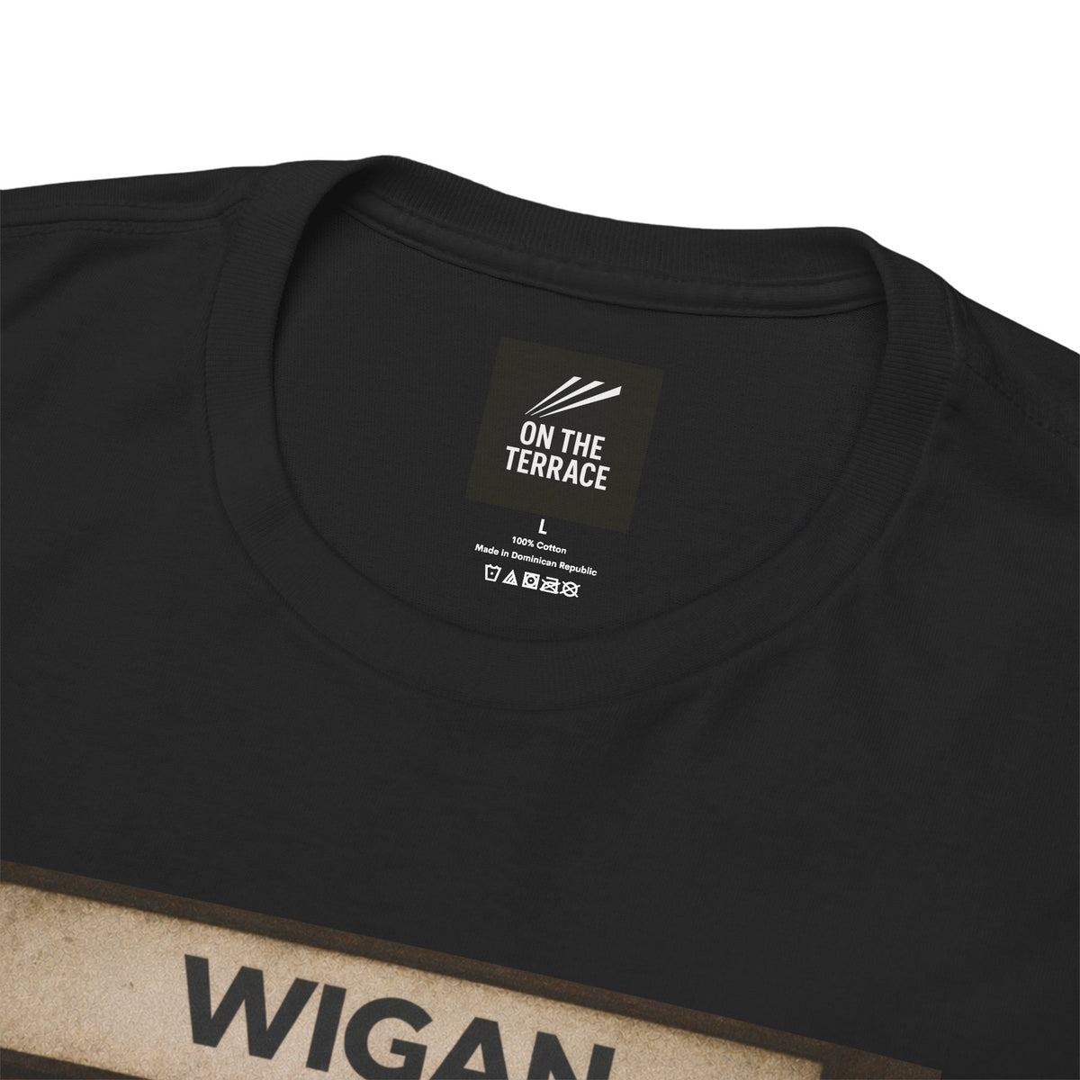Wigan Athletic Scarf and Hoodie Bench Trio terrace t-shirt in black - On The Terrace casual wear