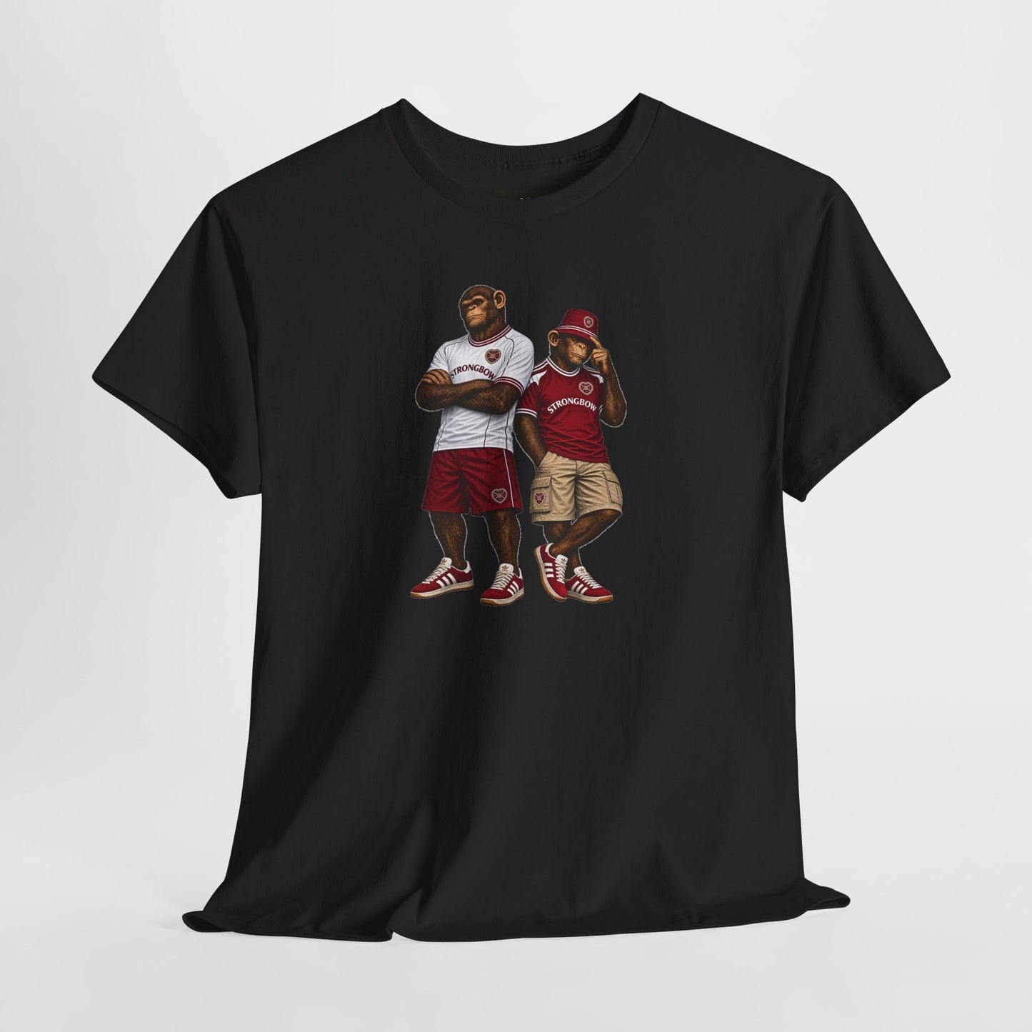 Black Hearts t-shirt with a graphic  on a white background