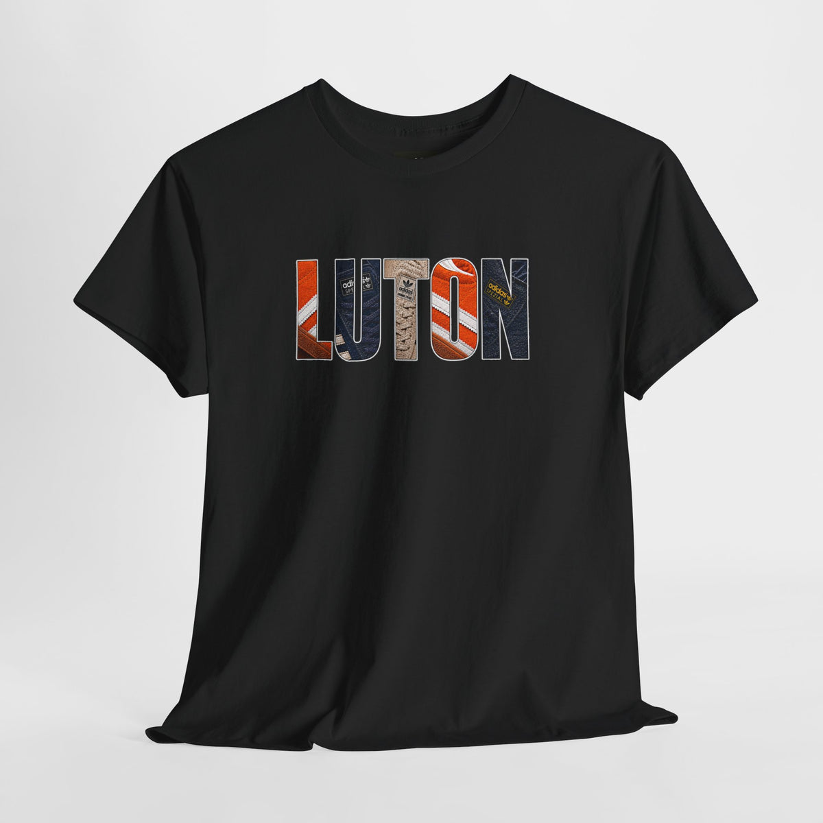 Folded black Luton Town Vintage Trainers T-shirt