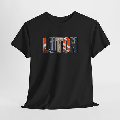 Folded black Luton Town Vintage Trainers T-shirt