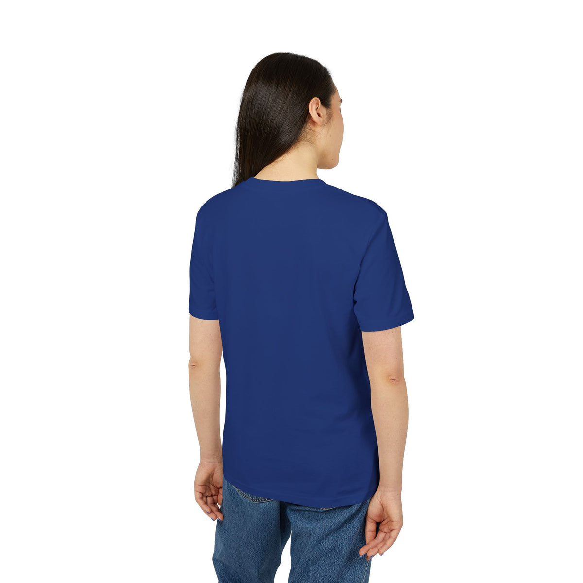Back view of royal blue Sheffield Wednesday embroidered T-shirt being worn