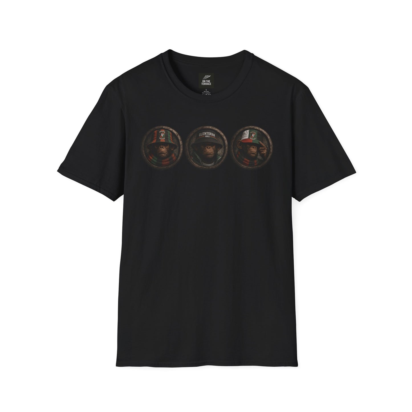 On The Terrace Northern Monkeys black graphic t-shirt featuring retro Hull City black and amber inspired terrace casuals artwork.