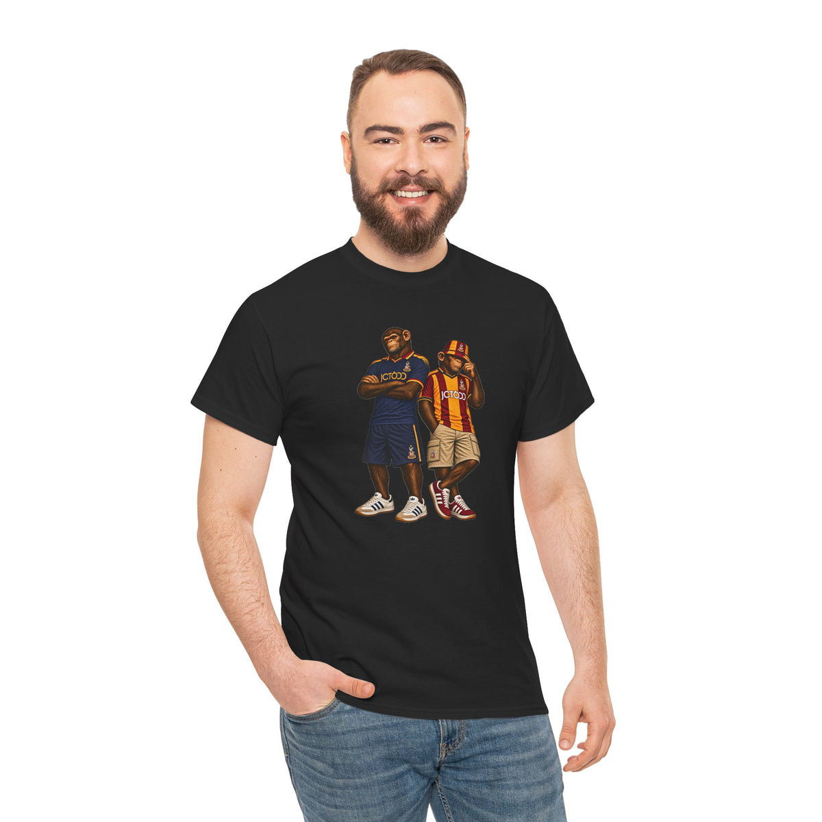 Bradford City JCT600 Era Duo terrace t-shirt in black, product mockup - On The Terrace casual wear