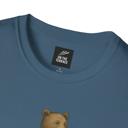 Blue cotton t-shirt with round neckline and On The Terrace brand label, large size