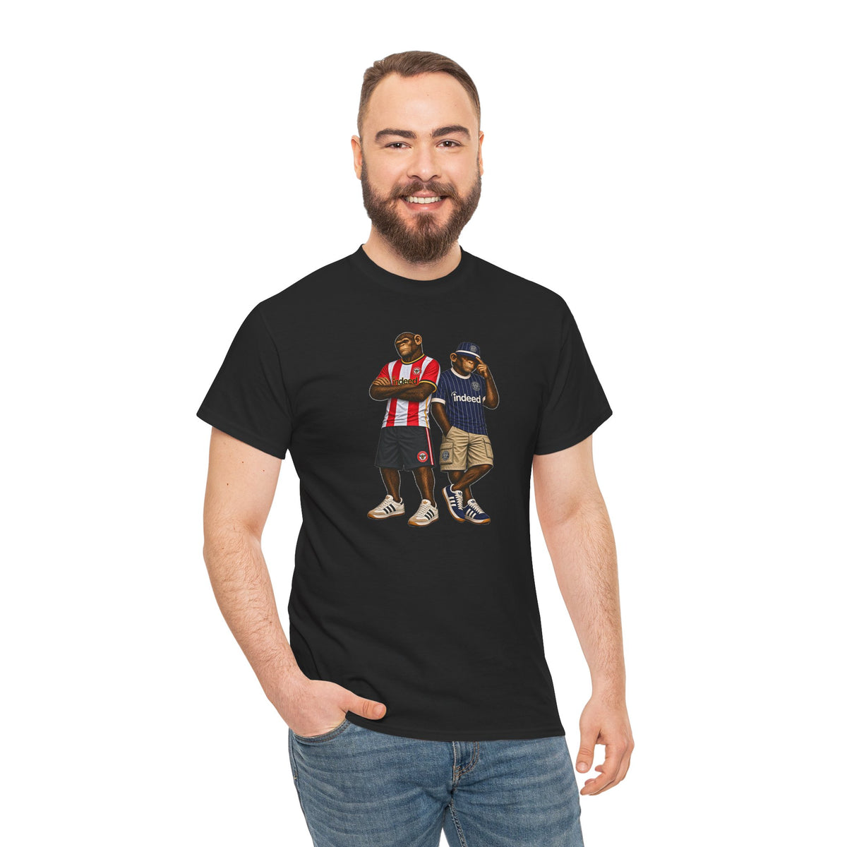 Brentford Indeed Era Duo terrace t-shirt in black, heavy cotton fabric detail - On The Terrace casual wear