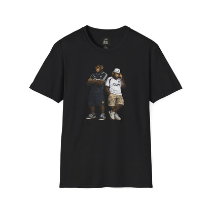 On The Terrace Northern Monkeys black graphic t-shirt featuring retro Bolton Wanderers inspired white and navy terrace casuals artwork.
