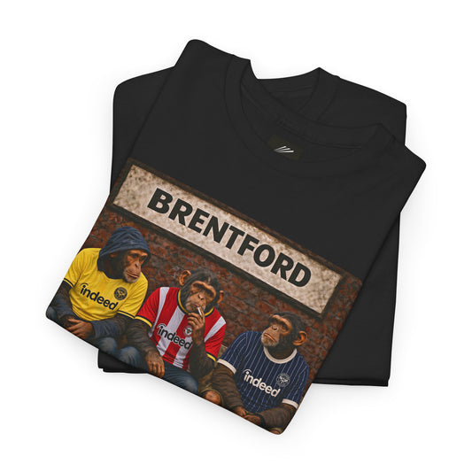 Brentford Station Bench Trio terrace t-shirt in black, chest print detail - On The Terrace casual wear