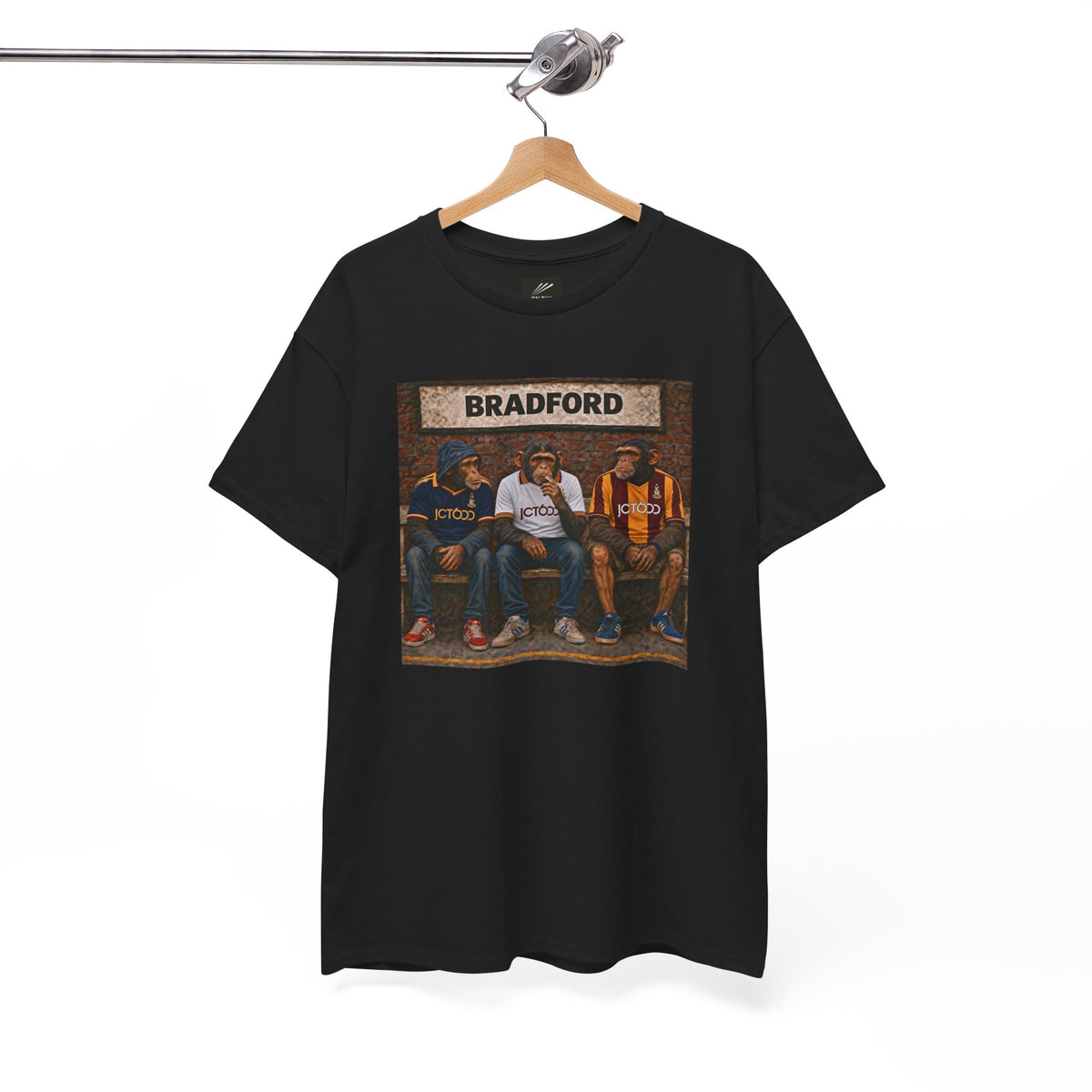 Bradford City Station Bench Trio terrace t-shirt in black, heavy cotton fabric detail - On The Terrace casual wear