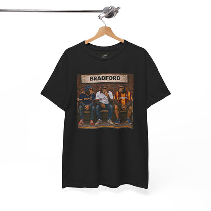 Bradford City Station Bench Trio terrace t-shirt in black, heavy cotton fabric detail - On The Terrace casual wear