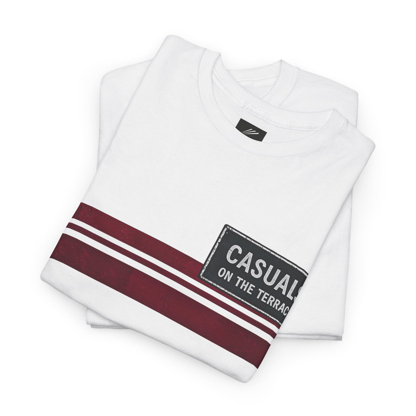 White Hearts terrace T-shirt with maroon Casuals On The Terrace design
