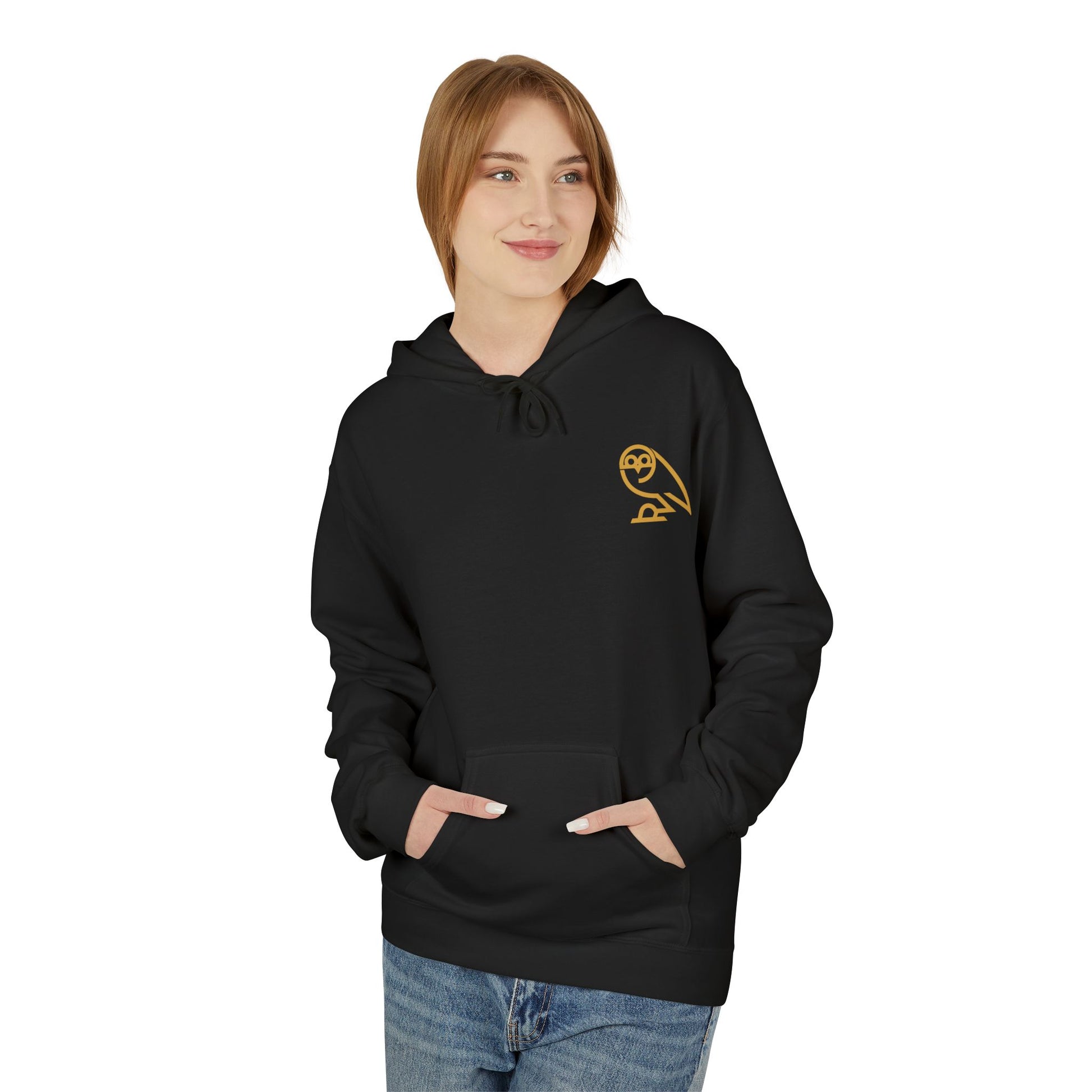 Sheffield Wednesday casual hoodie in black cotton with gold owl print