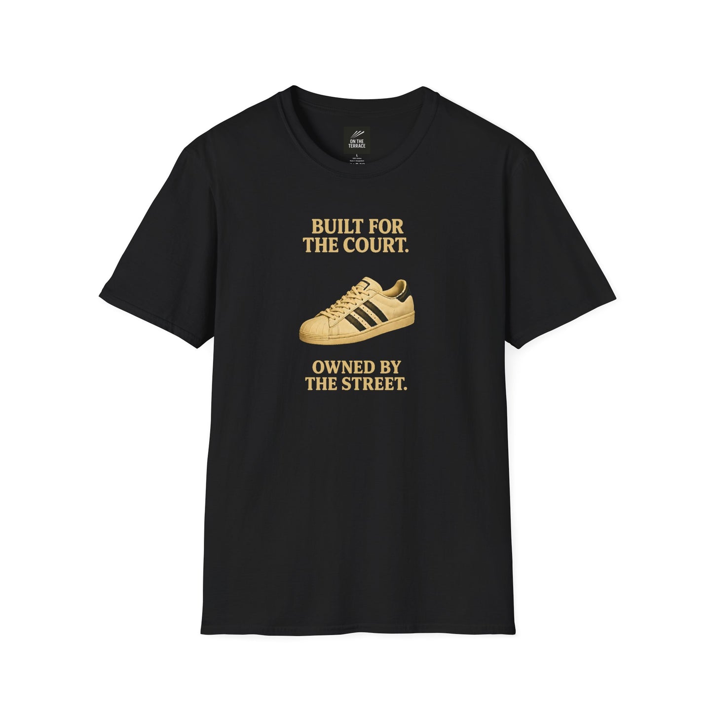 Black Built For The Court Owned By The Street retro sneaker graphic t-shirt