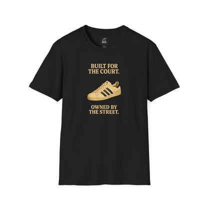 Black Built For The Court Owned By The Street retro sneaker graphic t-shirt