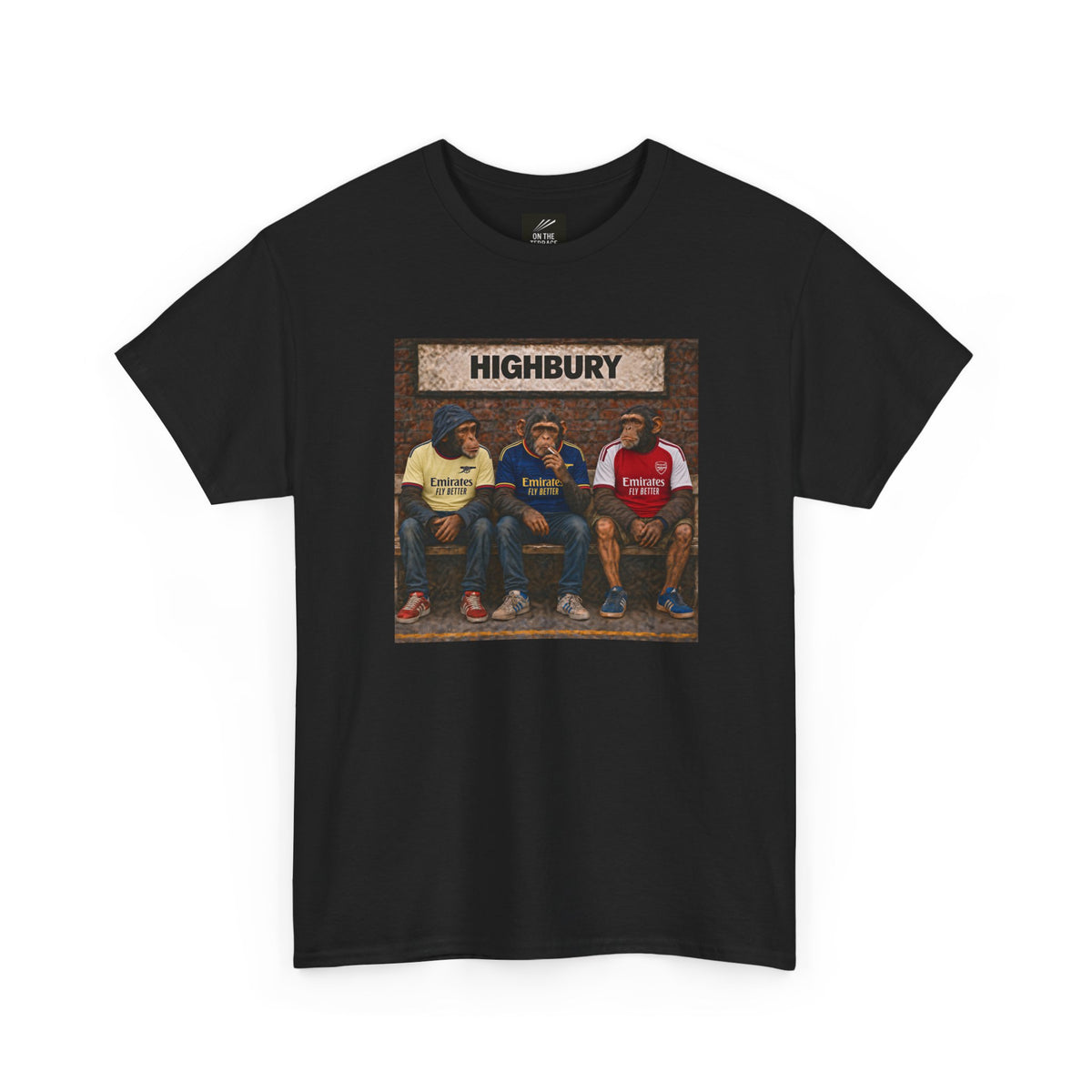 Arsenal Station Bench Trio terrace t-shirt in black - On The Terrace casual wear