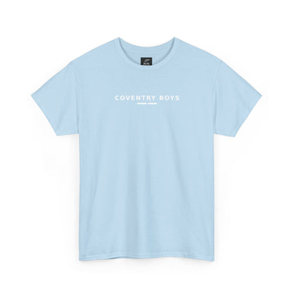 Sky blue Coventry Boys T-shirt, front view with white lettering
