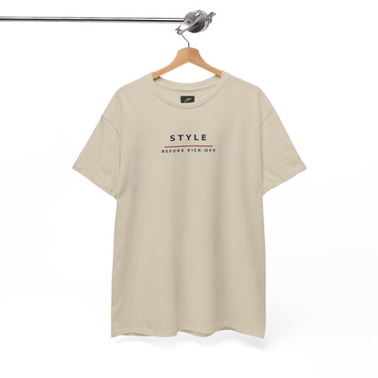 Sand Style Before Kick-Off T-shirt on a wooden hanger