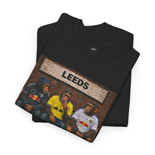 Leeds United Station Bench Trio terrace t-shirt in black, chest print detail - On The Terrace casual wear
