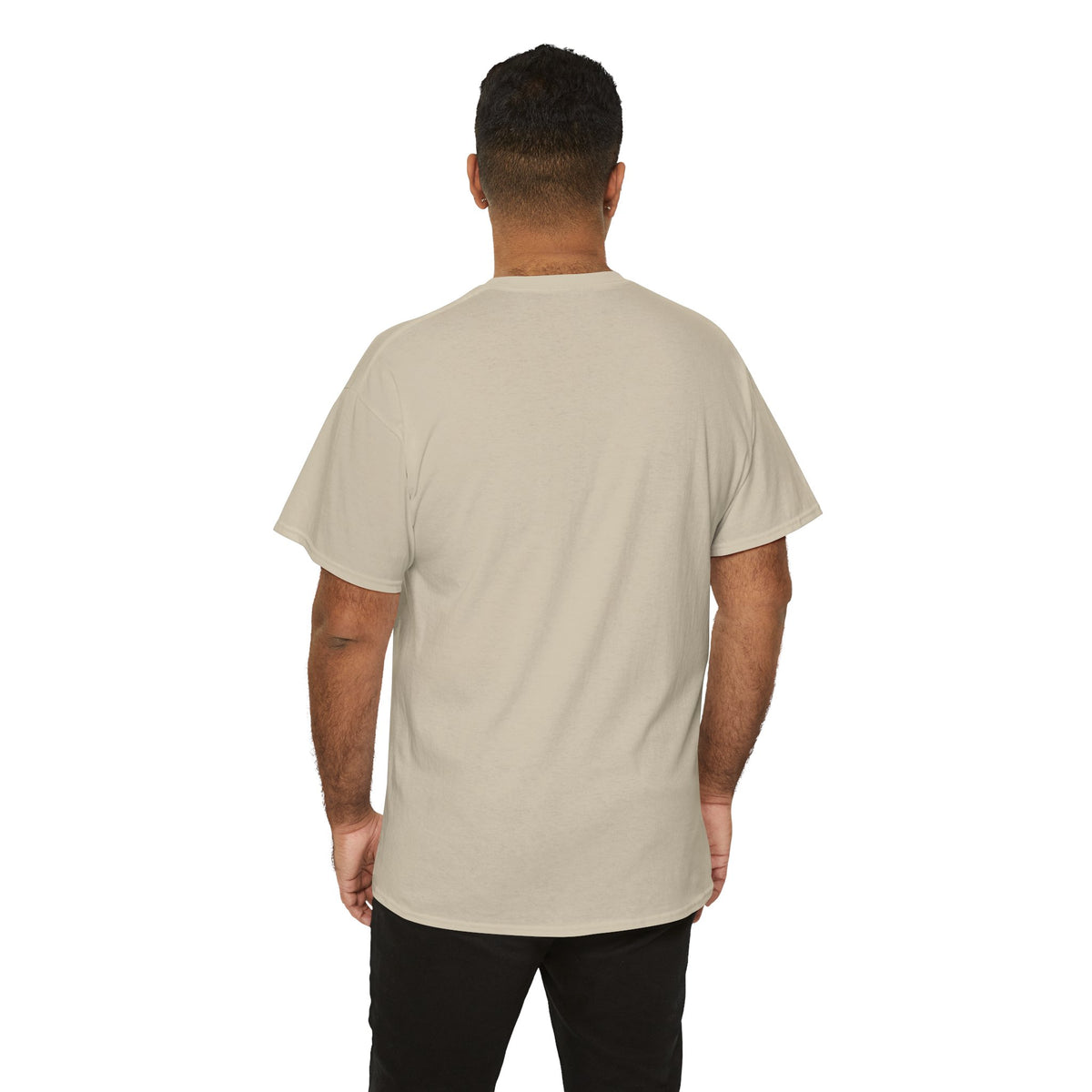 Back view of sand Style Before Kick-Off tee being worn