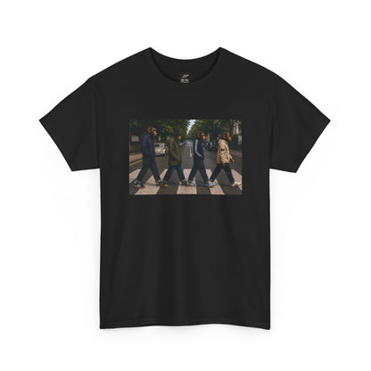 Black Beatles Abbey Road Casuals T-shirt with terrace monkey crossing artwork