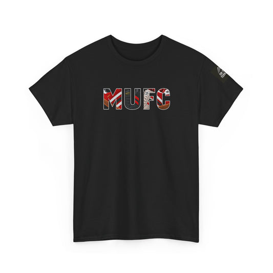 Manchester United-inspired MUFC vintage trainers black heavy cotton T-shirt