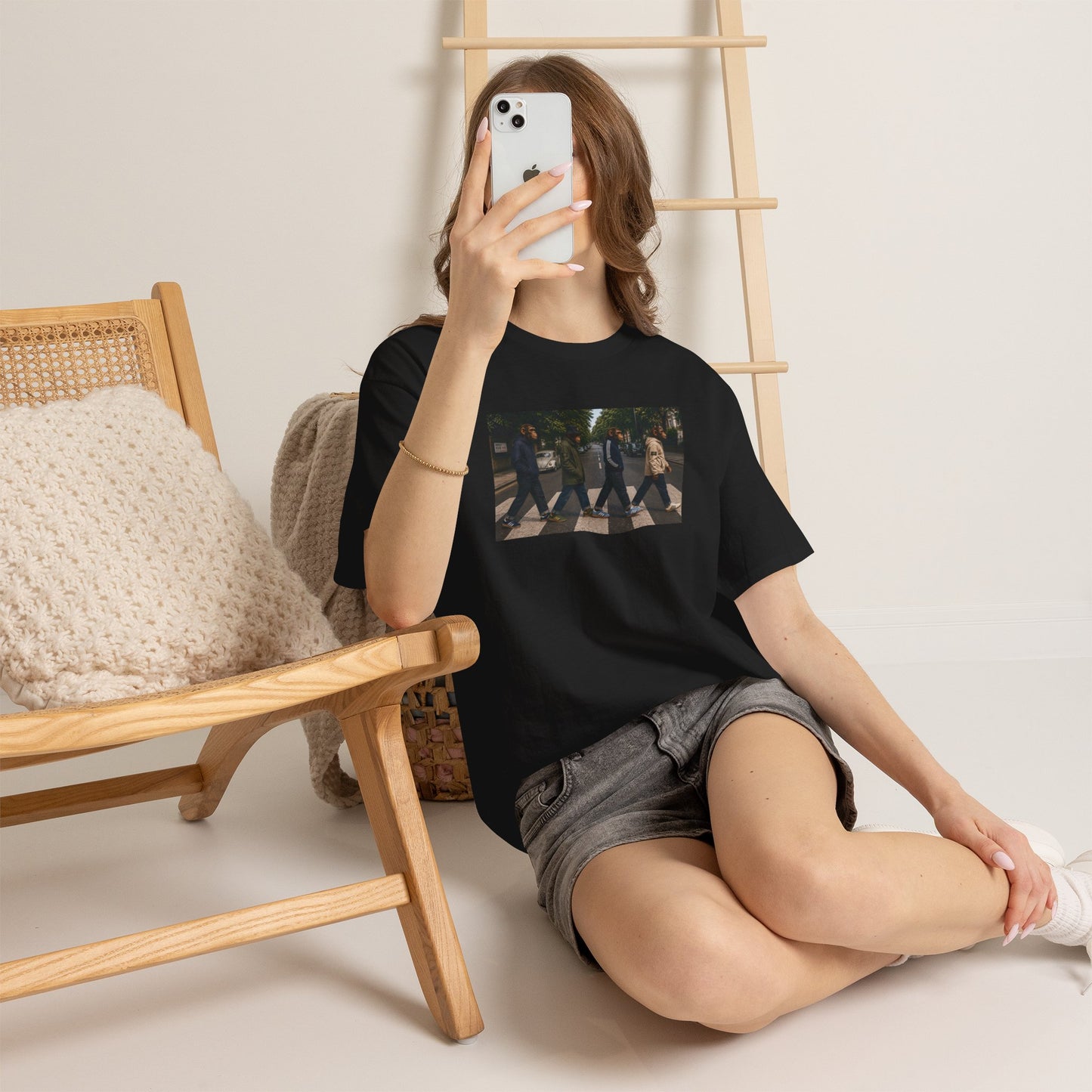 Front product view of black Abbey Road Casuals T-shirt by On The Terrace