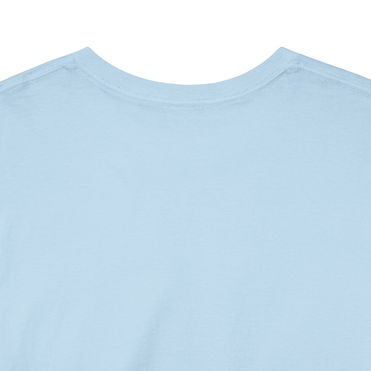Close-up of the crew neck on the sky blue Coventry Loyalty tee