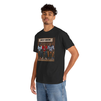 West Bromwich Albion Station Bench Trio terrace t-shirt in black, heavy cotton fabric detail - On The Terrace casual wear