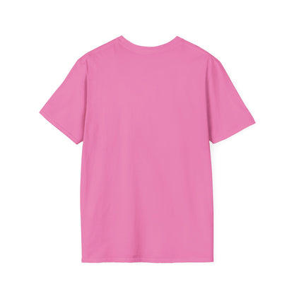 Back view of plain pink short sleeve cotton t-shirt on white background