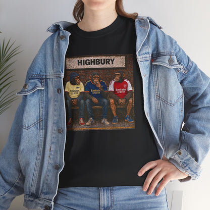 Arsenal Station Bench Trio t-shirt in black styled with denim - On The Terrace casual wear