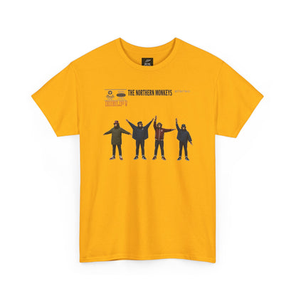 Mustard Beatles Help Casuals T-shirt with Northern Monkeys semaphore artwork