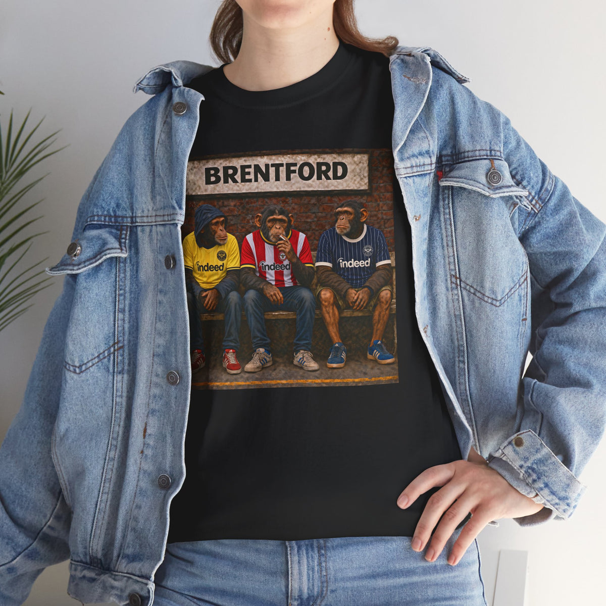 Brentford Station Bench Trio t-shirt in black styled for matchday - On The Terrace casual wear