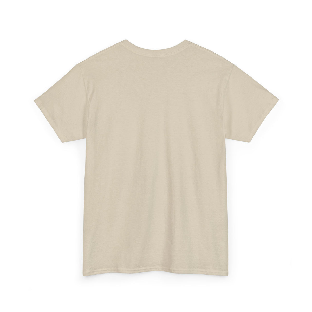Back of plain sand heavy cotton T-shirt