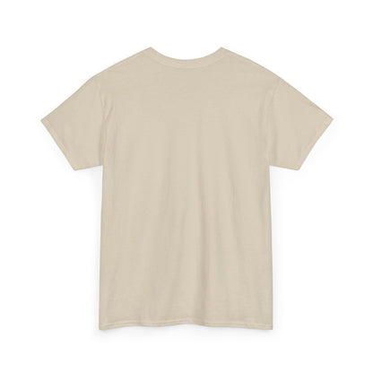 Back of plain sand heavy cotton T-shirt