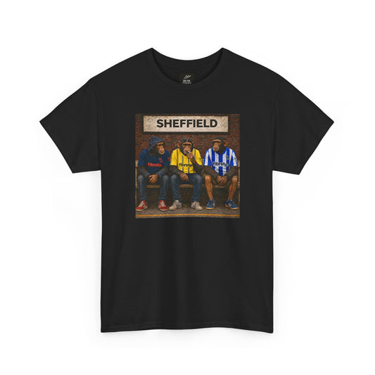 Sheffield Wednesday Station Bench Trio terrace t-shirt in black - On The Terrace casual wear