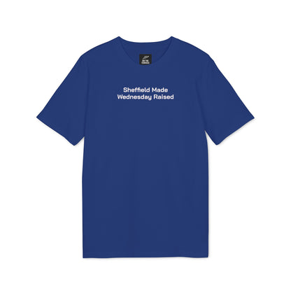 Front of royal blue Sheffield Wednesday embroidered T-shirt with white chest lettering