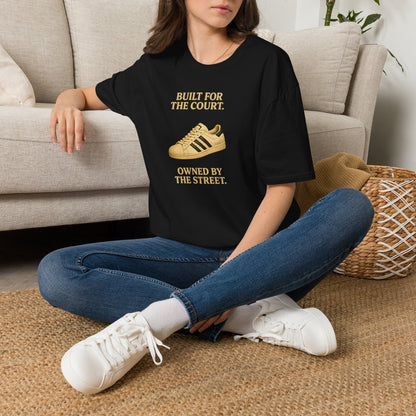Black Built For The Court Owned By The Street retro sneaker graphic t-shirt