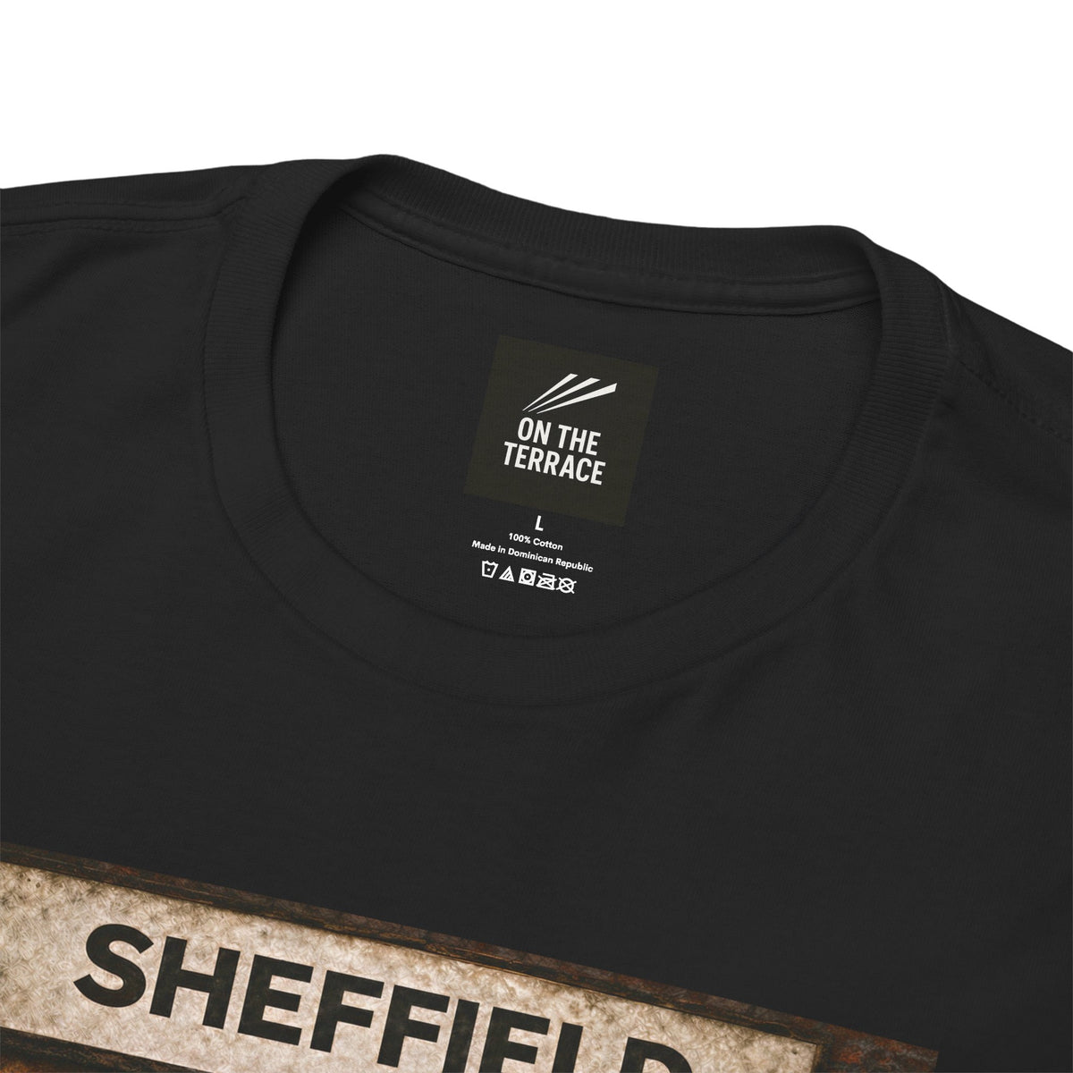 Sheffield Wednesday Station Bench Trio terrace t-shirt in black, back view - On The Terrace casual wear