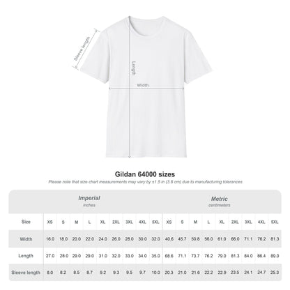 Oasis-inspired graphic t-shirt size guide chart