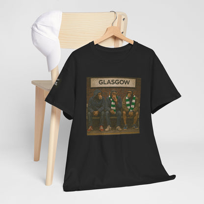 Celtic  t-shirt with floral design on a wooden chair against a white background