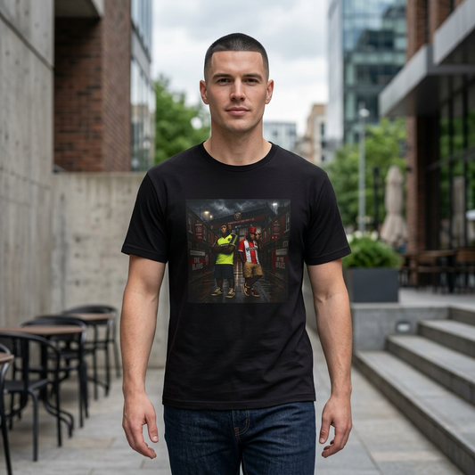 Man wearing a Sheffield United supporter t-shirt – Northern Monkeys terrace tee – On The Terrace