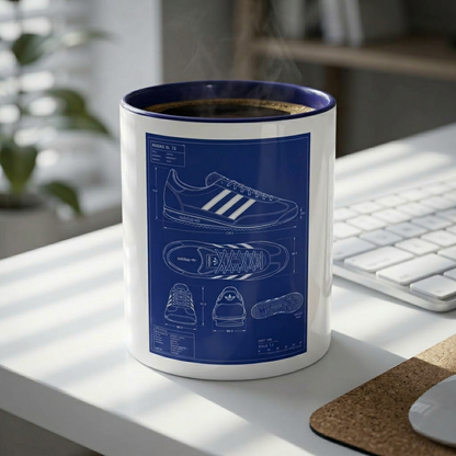 Sneaker Blueprint Coffee Mug — Athletic Shoe Design Accent Mug (11/15oz) - On The Terrace