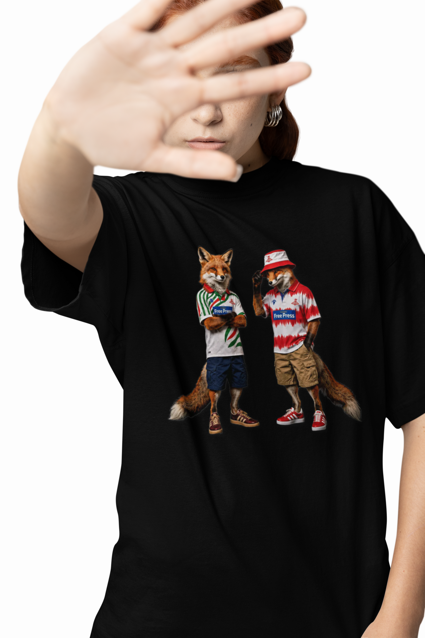 On The Terrace English Foxes black graphic t-shirt featuring retro Doncaster Rovers inspired terrace casuals artwork