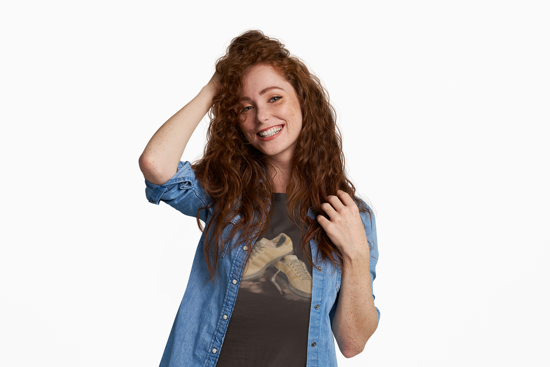 Brown Adidas Samba graphic t-shirt with detailed sneaker print showing side and sole view