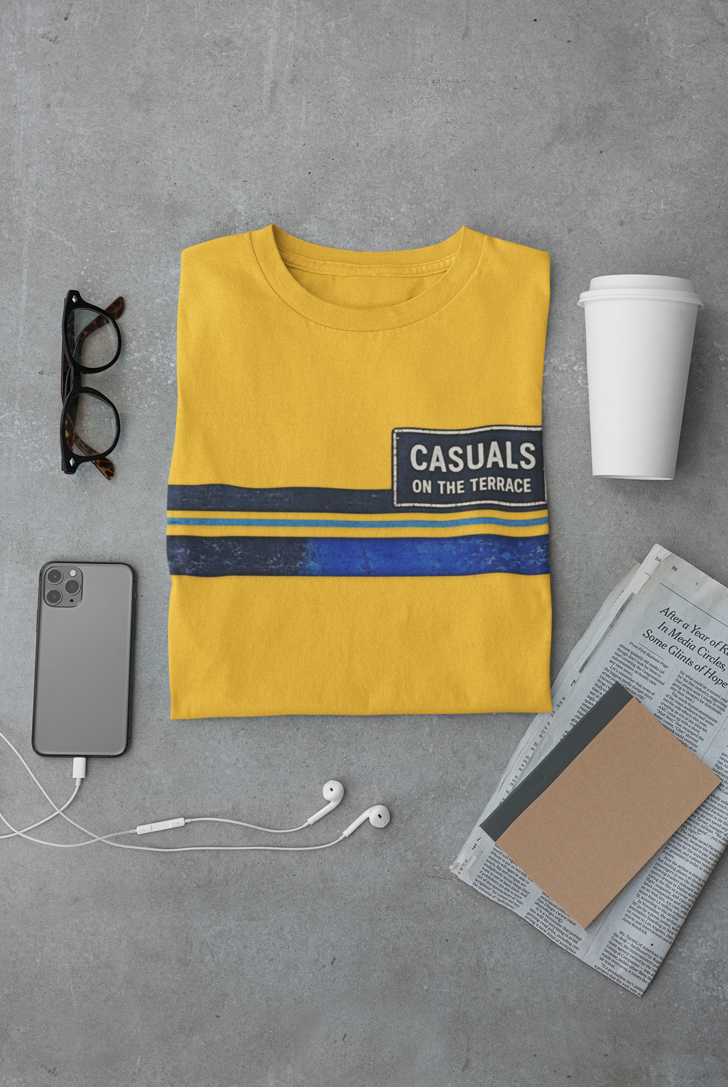 Casuals On The Terrace Heavy Cotton T-Shirt – Mustard Yellow